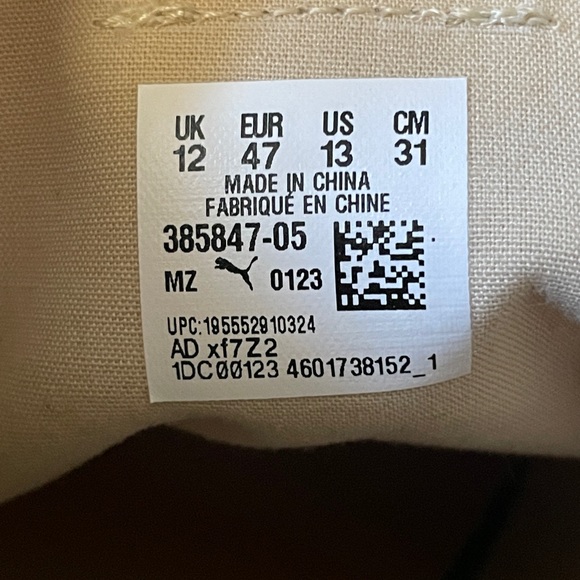 PUMA Beige Canvas White Leather Lace Up Sneakers Mid Top Mens Casual Shoes Sz 13 - Picture 8 of 10